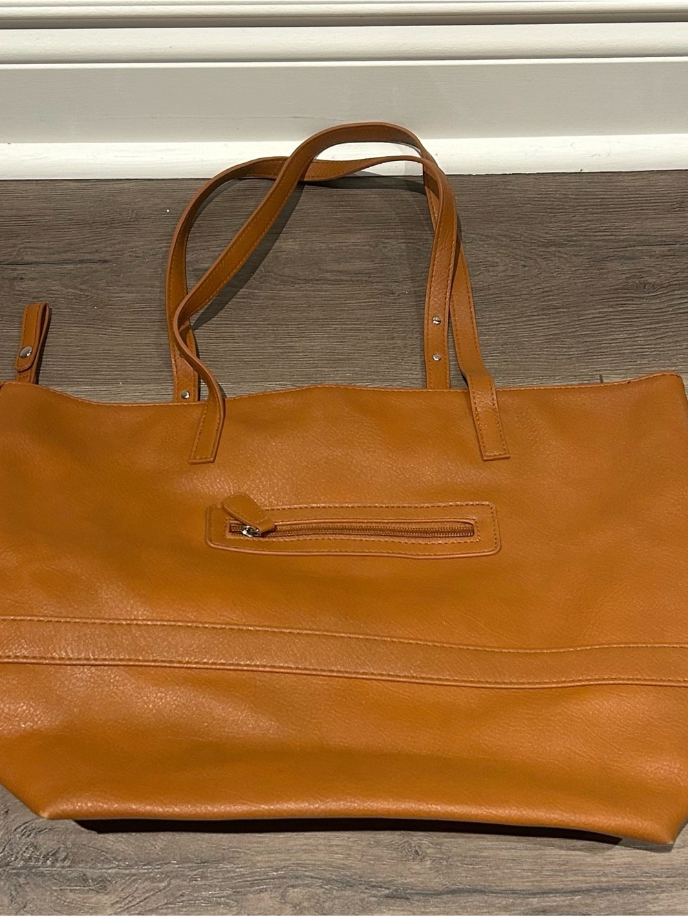 Ellen Tracy Leather Tote Bag in Light Brown